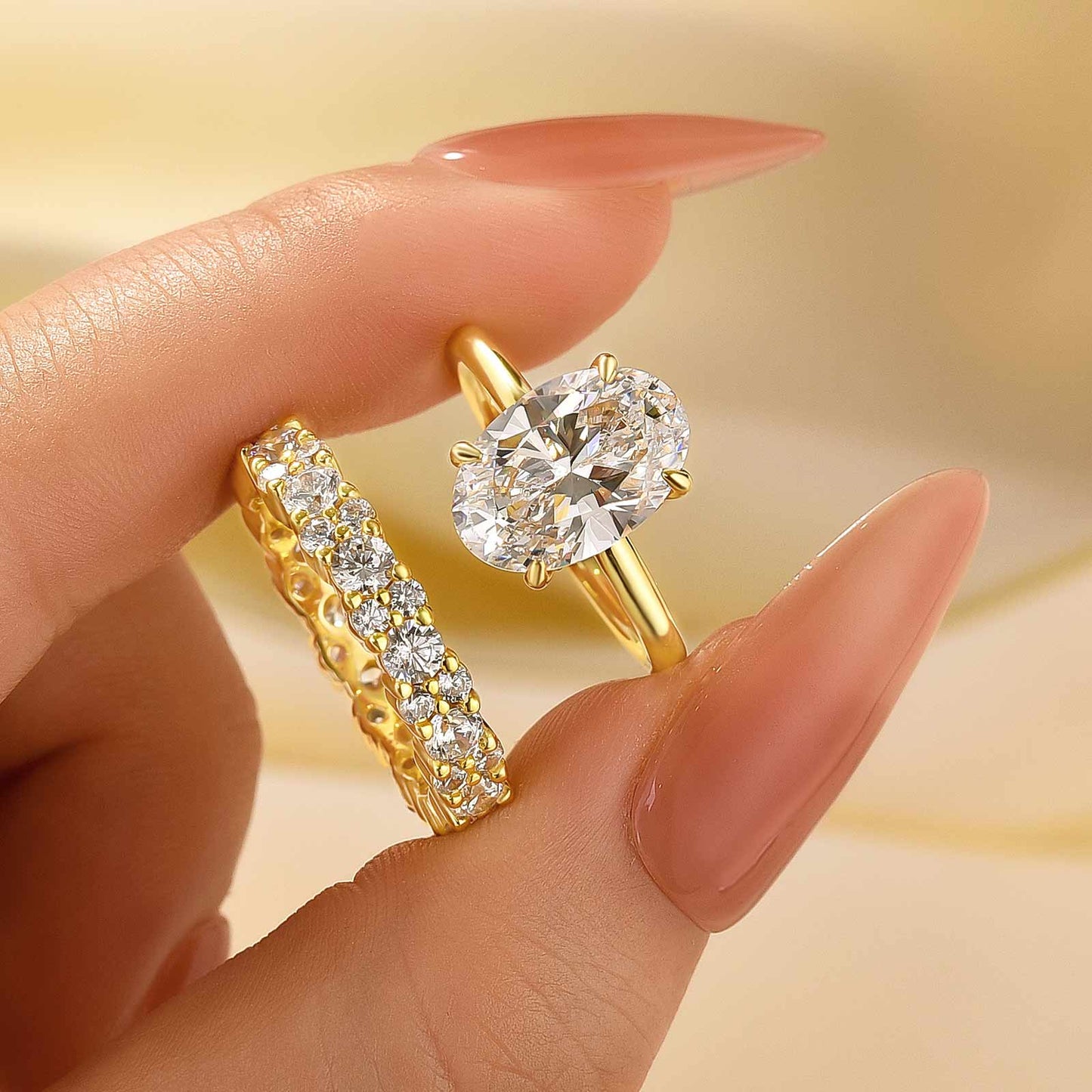 Lorianwen 4 Carat Oval Stackable Moissanite Ring