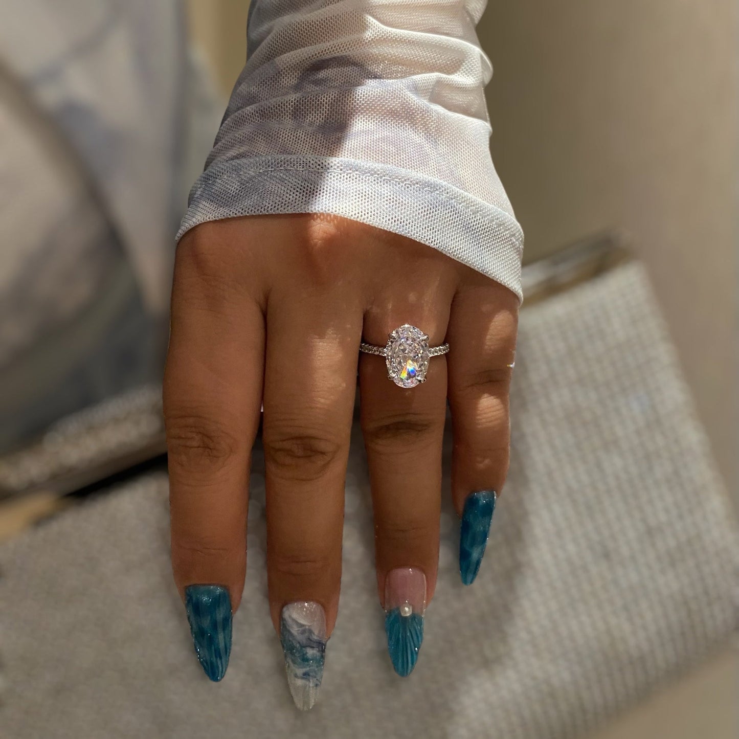 Zavoria 4 Carat Oval Solitaire Moissanite Ring