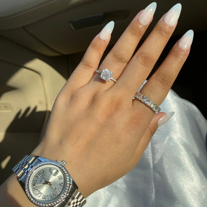 Melithra 3 Carat Radiant Solitaire Moissanite Ring in 925 Silver