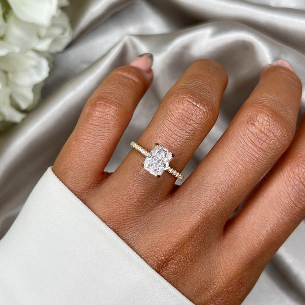 Ristariel 2 Carat Radiant Solitaire Moissanite Ring in 18K Yellow Gold