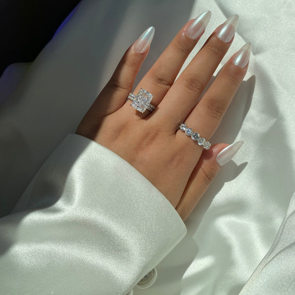 Xandriel 6 Carat Radiant Hidden Halo Moissanite Ring in 925 Silver