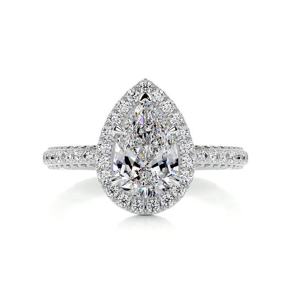 Saelawen 3 Carat Pear Halo Moissanite Ring