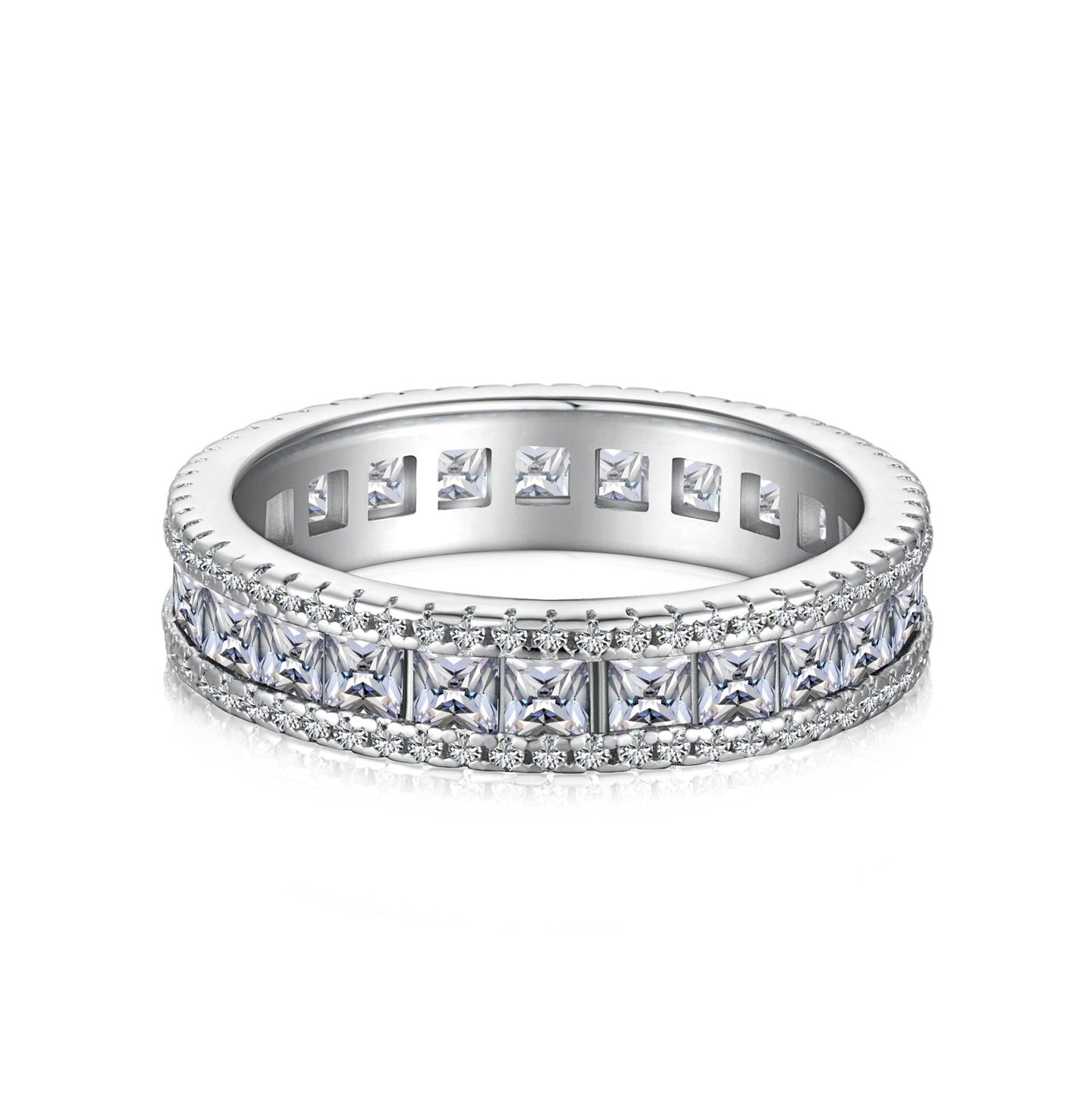 Kethriel 1.5 Carat Radiant Eternity Moissanite Band in 925 Silver