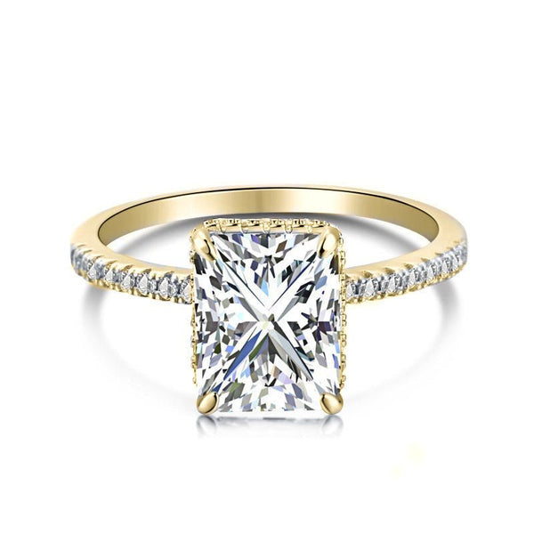 Tivarwen 4 Carat Radiant Solitaire Moissanite Ring in 18K Yellow Gold