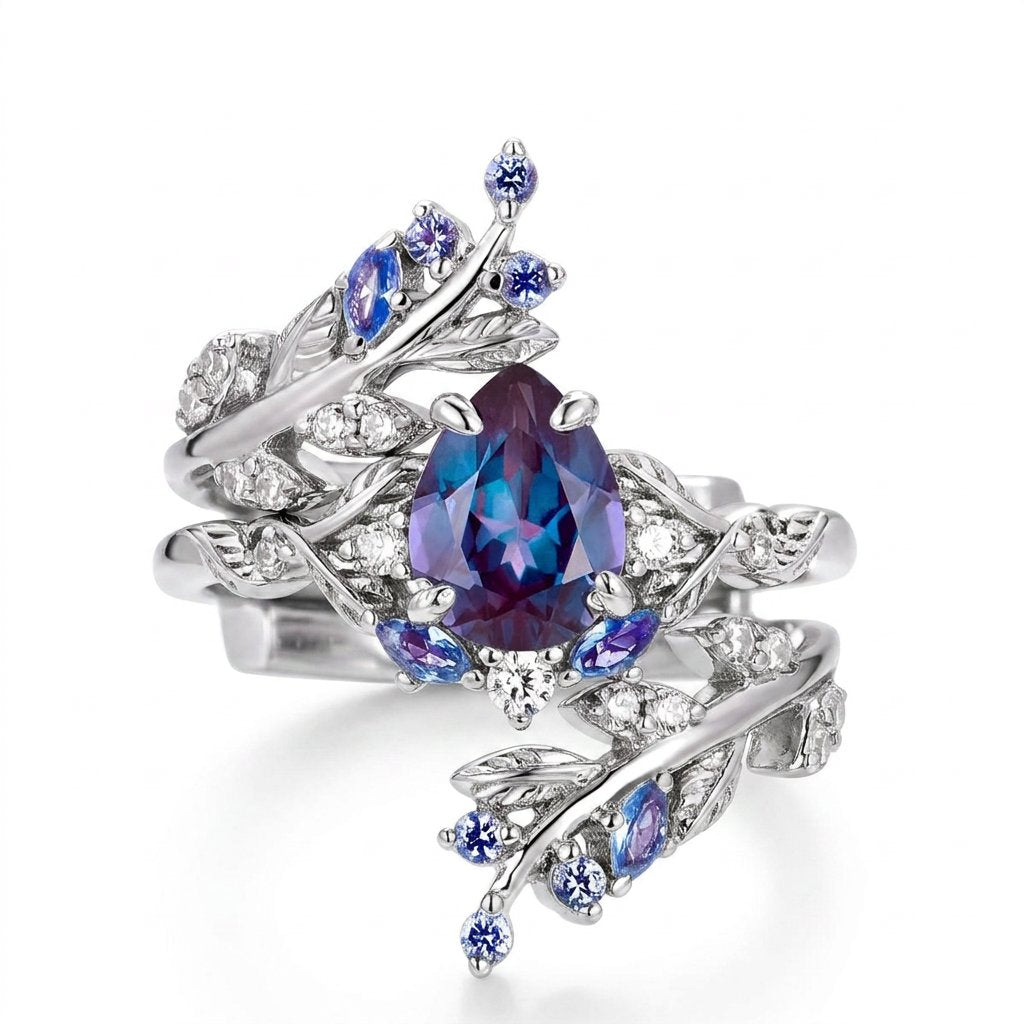 Elarwyn 0.9 Carat Pear Stackable Moonstone Ring Set