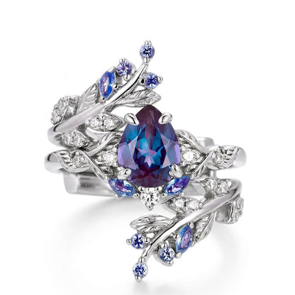 Elarwyn 0.9 Carat Pear Stackable Moonstone Ring Set