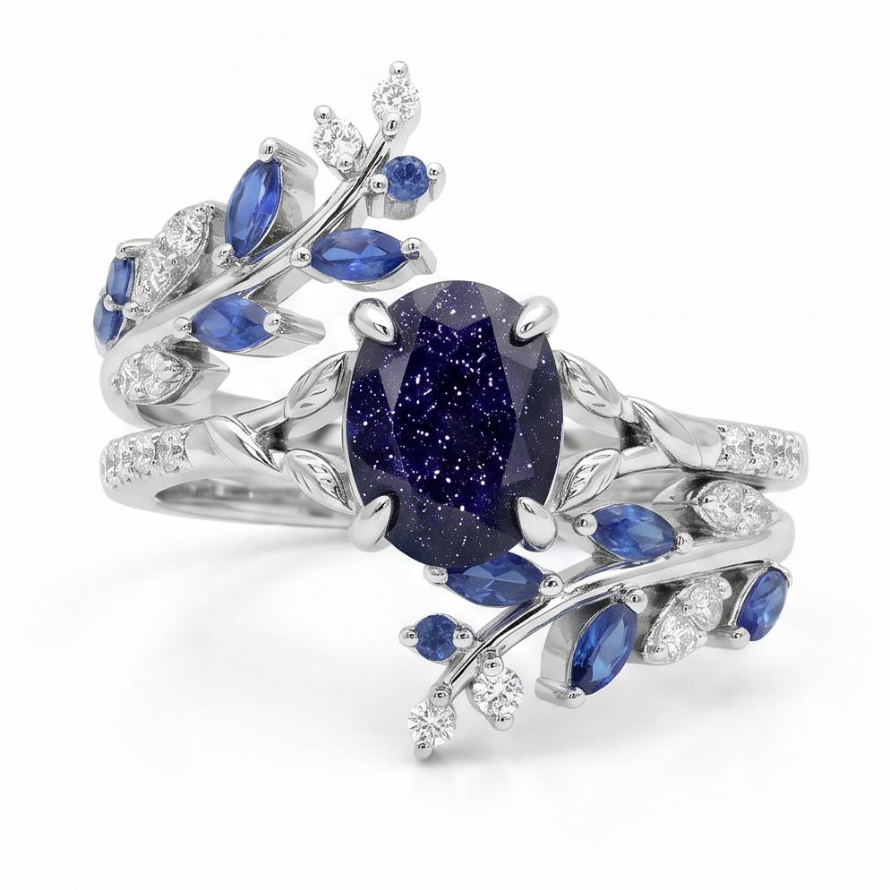 Seralyth 1.5 Carat Oval Stackable Sandstone Ring Set
