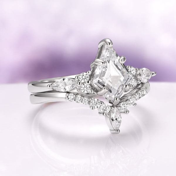 Galadren 1.4 Carat Kite Stackable Moissanite Ring Set in 925 Silver