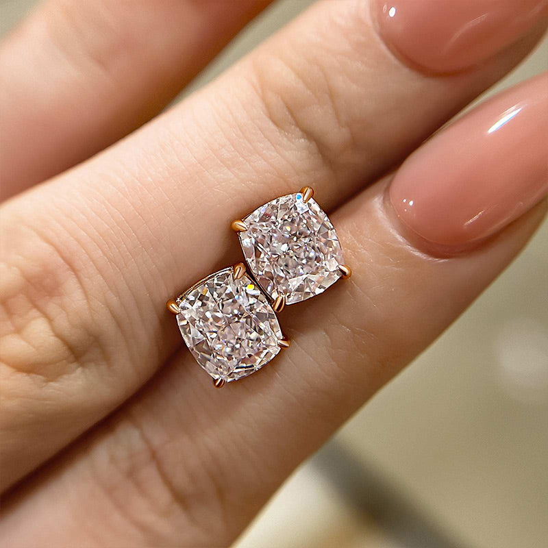 Lethrien 2 Carat Cushion Moissanite Earrings