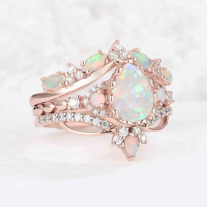 Ciriella 1 Carat Pear Stackable Opal Ring Set in 925 Silver