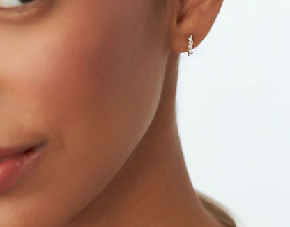 Diamond Marquise and Circle Studs | Personalized Crafted Fashion Earrings | 18K Solid Gold | H Color Diamonds & Natural White Diamonds | Engagement, Wedding Gift