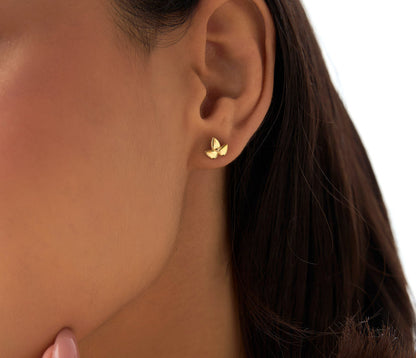 Solid Gold Jewelry Earring | 18k Geometric Petal Stud Earrings | Women's Engagement, Wedding, Gift, Anniversary