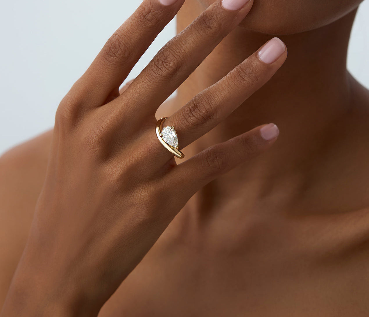 Diamond Pear Cut Wave Ring | Lab Grown 1.55 Ctw Diamond & 18K Solid Gold Ring | Women's Engagement Wedding Band | Lab Diamonds for Women | Exquisite Jewelry