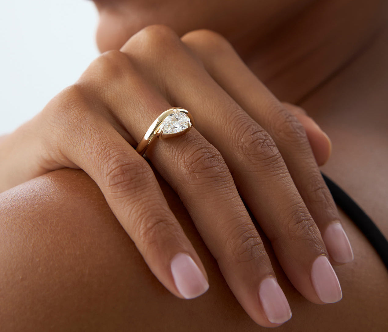Diamond Pear Cut Wave Ring | Lab Grown 1.55 Ctw Diamond & 18K Solid Gold Ring | Women's Engagement Wedding Band | Lab Diamonds for Women | Exquisite Jewelry