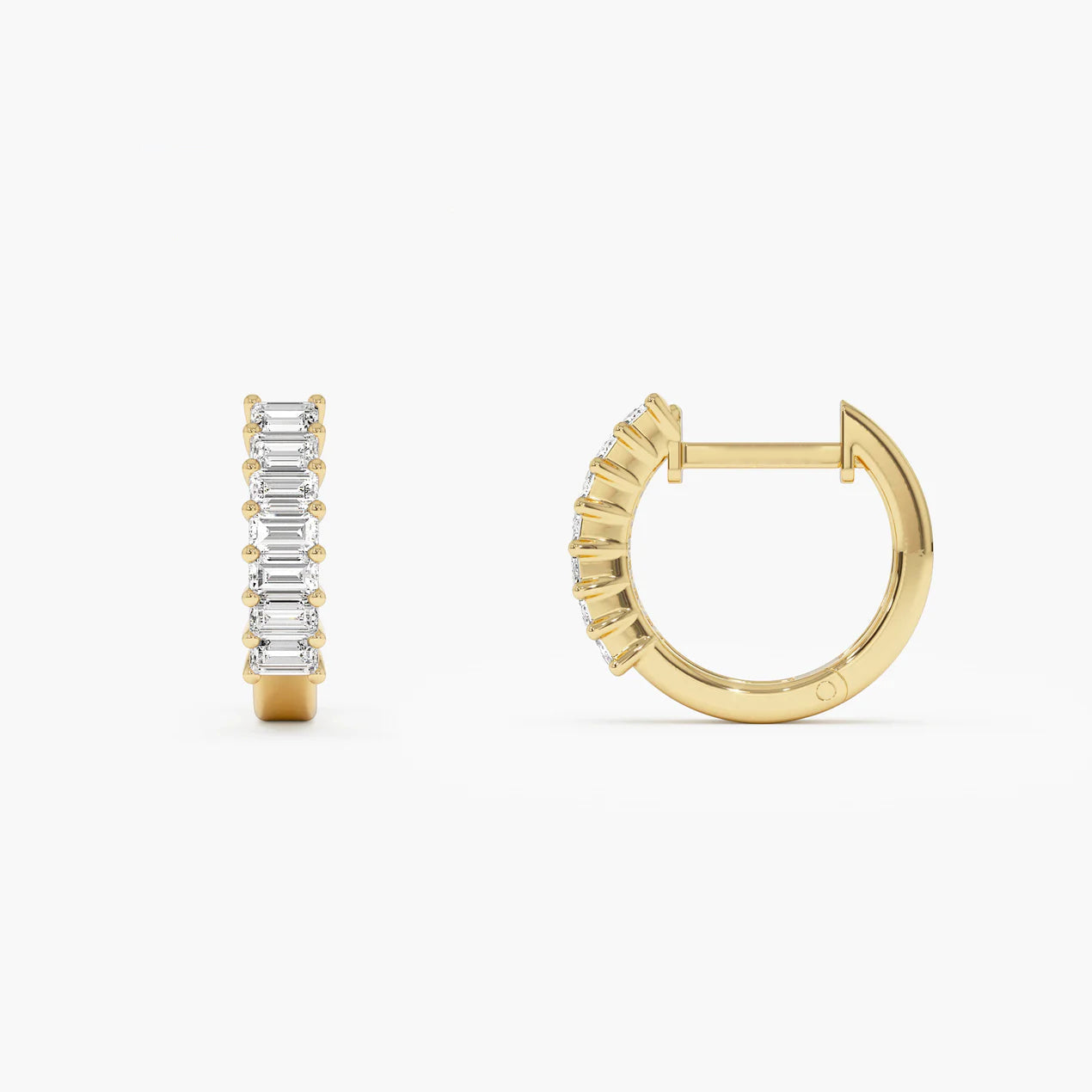 Diamond Baguette Huggies Earrings | Lab Grown Natural Diamonds & 18k Solid Gold Earrings | Elegant Gifts for Women | Engagement, Wedding, Anniversary