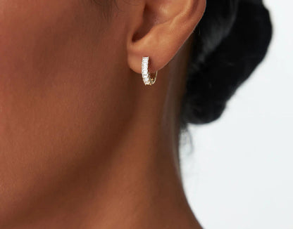Diamond Baguette Huggies Earrings | Lab Grown Natural Diamonds & 18k Solid Gold Earrings | Elegant Gifts for Women | Engagement, Wedding, Anniversary