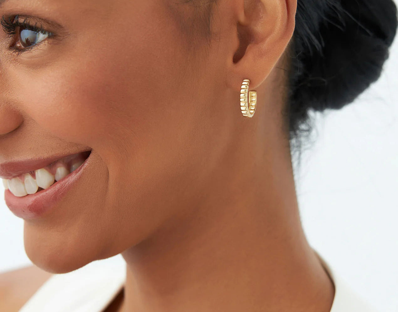 Bubble C Hoop Earrings | 18k Gold Plated Hoop Earrings for Women | Trendy, Elegant, Gift-Worthy