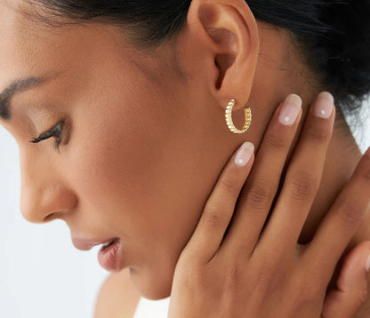 Bubble C Hoop Earrings | 18k Gold Plated Hoop Earrings for Women | Trendy, Elegant, Gift-Worthy