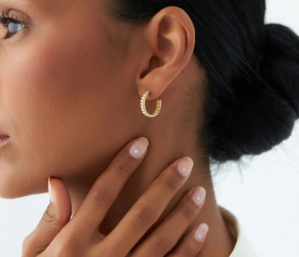 Bubble C Hoop Earrings | 18k Gold Plated Hoop Earrings for Women | Trendy, Elegant, Gift-Worthy