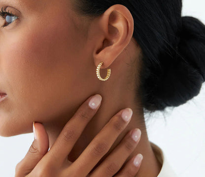 Bubble C Hoop Earrings | 18k Gold Plated Hoop Earrings for Women | Trendy, Elegant, Gift-Worthy