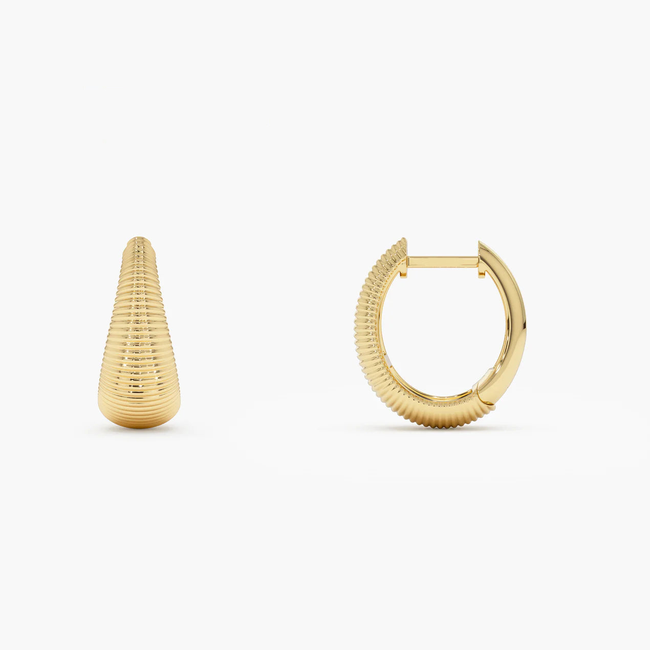 High-End Teardrop Hoop Earrings | 18k Gold Ribbed Drop Earings for Women | Fashionable, Trendy & Perfect for Engagement, Wedding, and Anniversaries