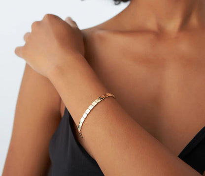 Minimalist Geometric Square Link Stacking Bracelet | 18k Gold | Gift Ideas for Men & Women | Stylish Jewelry