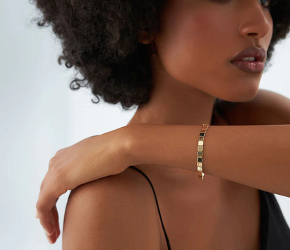 Minimalist Geometric Square Link Stacking Bracelet | 18k Gold | Gift Ideas for Men & Women | Stylish Jewelry