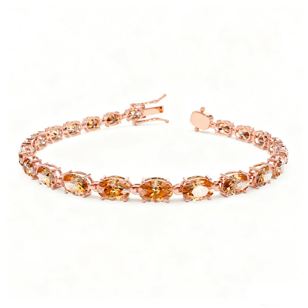 Citrine Oval Chain & Link Bracelet | 18K Solid Gold Prong Setting | Women's Graduation Gift for All Occasions