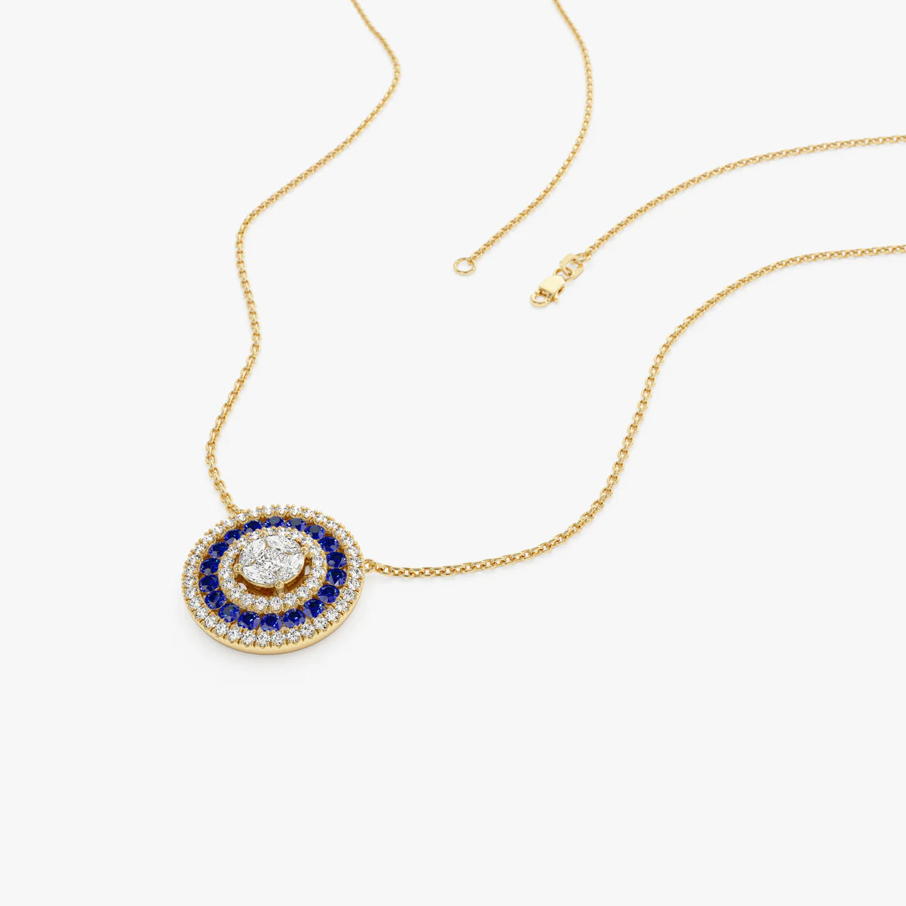Diamond Round Brilliant Cut Pendant Necklace | Lab Grown Diamonds & 18k Gold Plated Pendant | Engagement, Wedding, Gift, Anniversary Jewelry