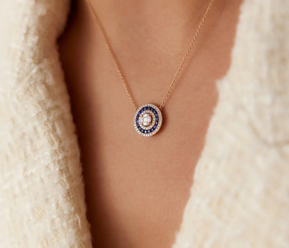 Diamond Round Brilliant Cut Pendant Necklace | Lab Grown Diamonds & 18k Gold Plated Pendant | Engagement, Wedding, Gift, Anniversary Jewelry