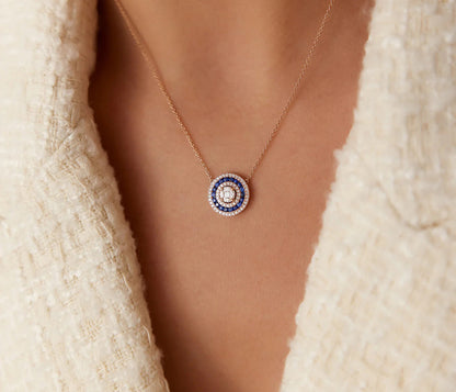 Diamond Round Brilliant Cut Pendant Necklace | Lab Grown Diamonds & 18k Gold Plated Pendant | Engagement, Wedding, Gift, Anniversary Jewelry
