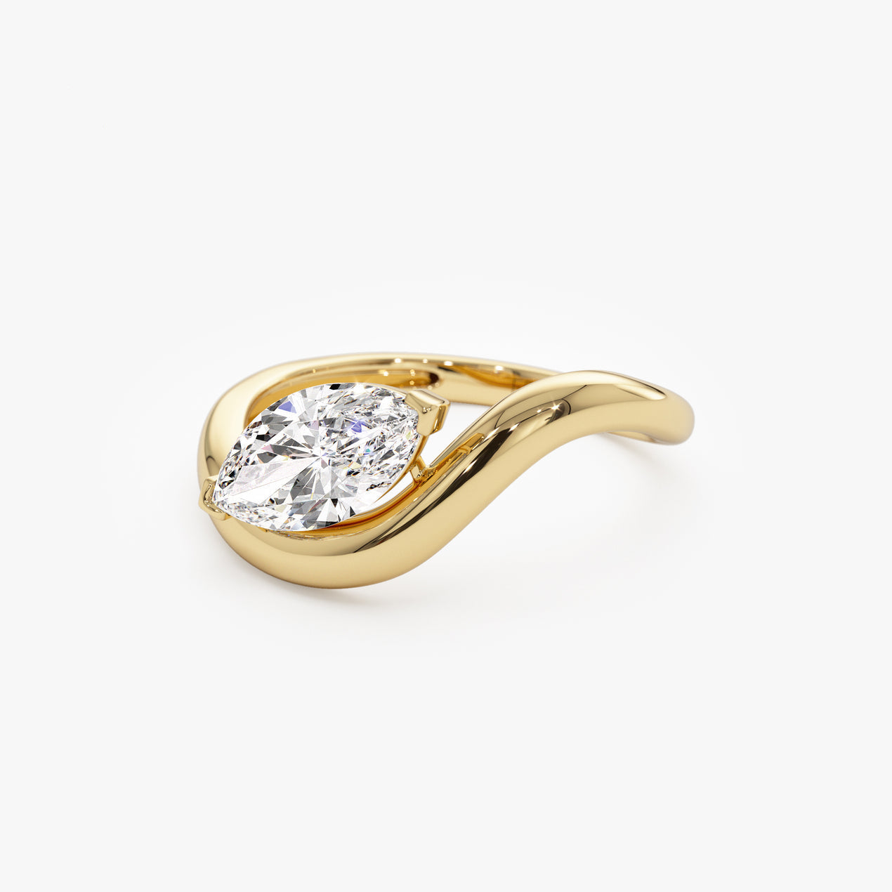 Diamond Marquise Cut Engagement Ring | Lab Grown 1.00 Ctw Diamond & 18K Gold Plated Ring | Women's Luxury Jewelry | Wedding Gift
