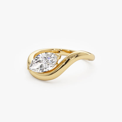 Diamond Marquise Cut Engagement Ring | Lab Grown 1.00 Ctw Diamond & 18K Gold Plated Ring | Women's Luxury Jewelry | Wedding Gift