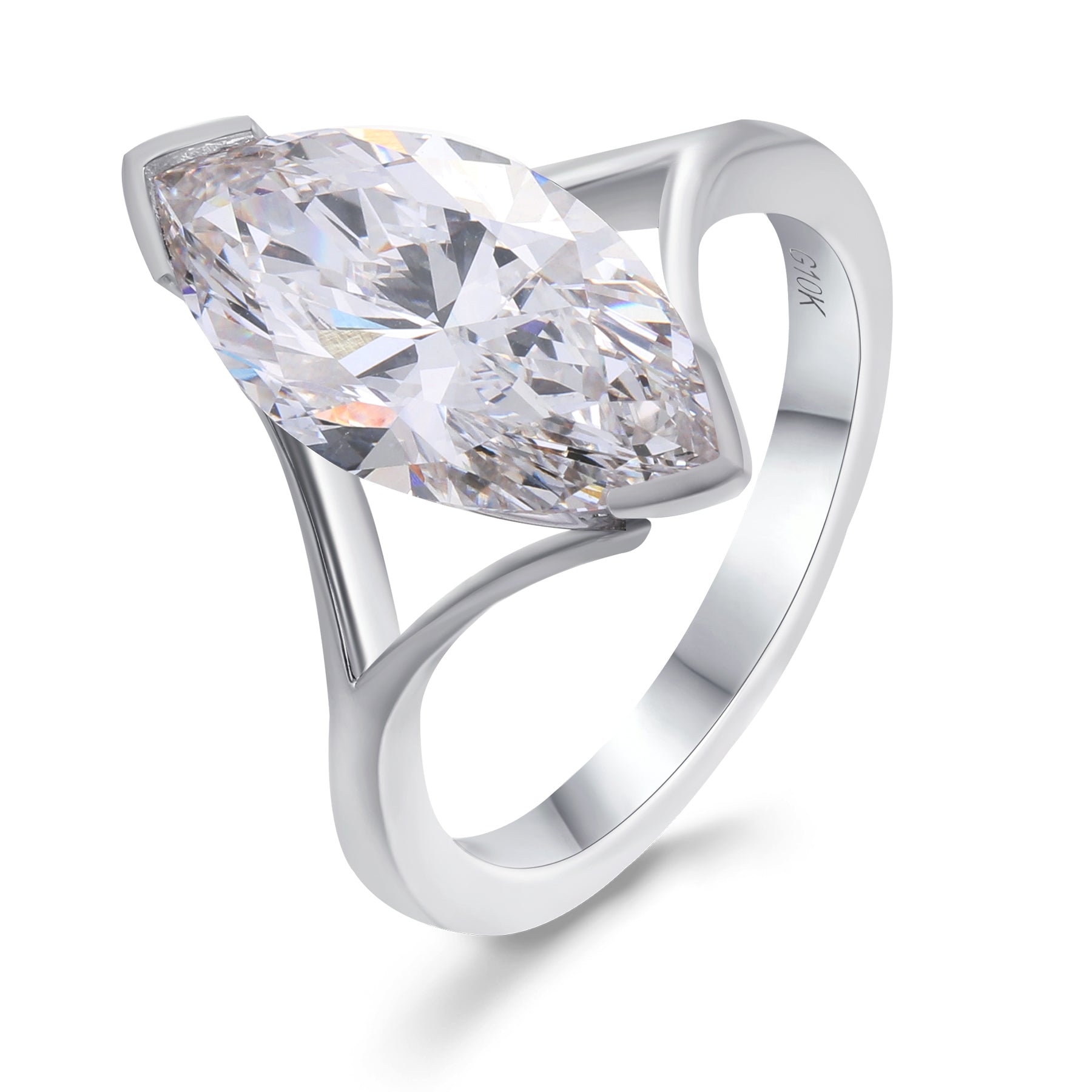 Lab Grown Diamond Marquise Cut Ring | 1 Carat Approx. & 10K White Gold ...