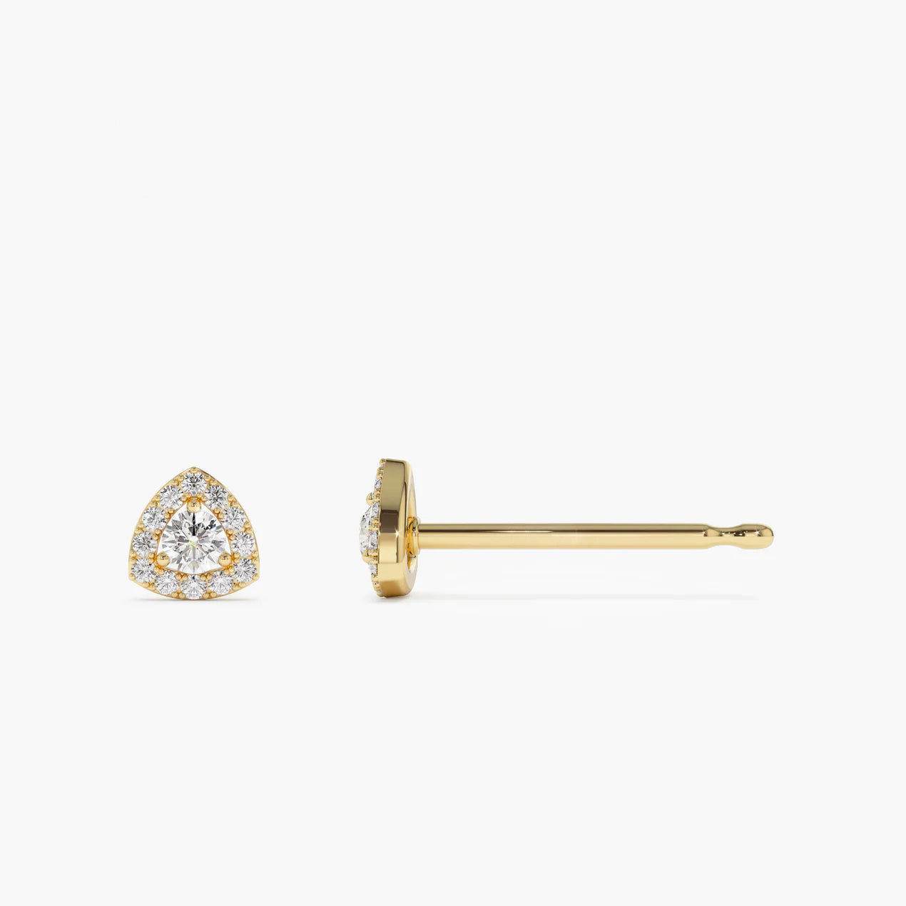 Diamond Trillion Cut & Round Brilliant Earrings | Women's 18K Solid Gold Stud Earrings | GIA Certified Natural Diamonds | Engagement, Wedding Gifts