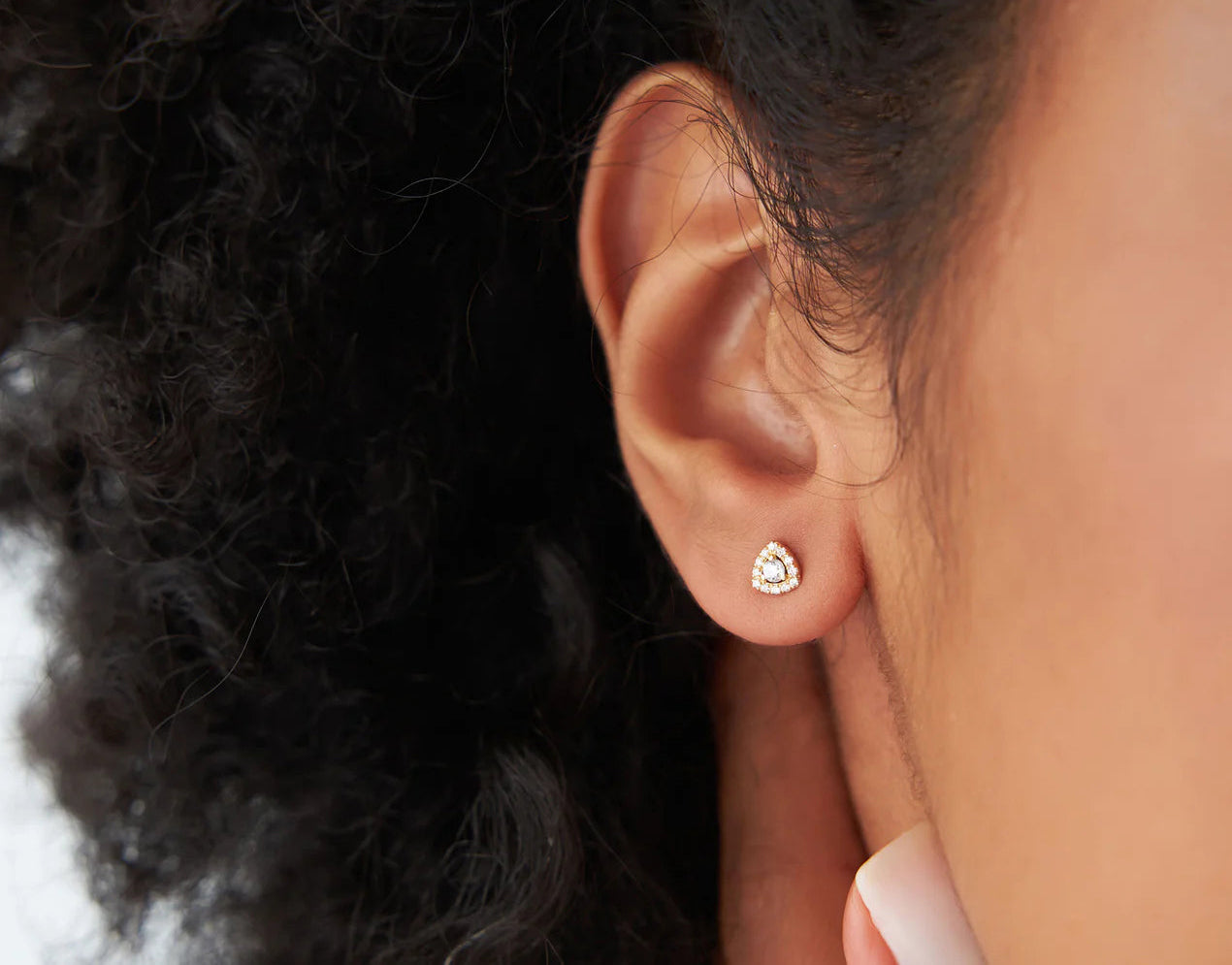 Diamond Trillion Cut & Round Brilliant Earrings | Women's 18K Solid Gold Stud Earrings | GIA Certified Natural Diamonds | Engagement, Wedding Gifts