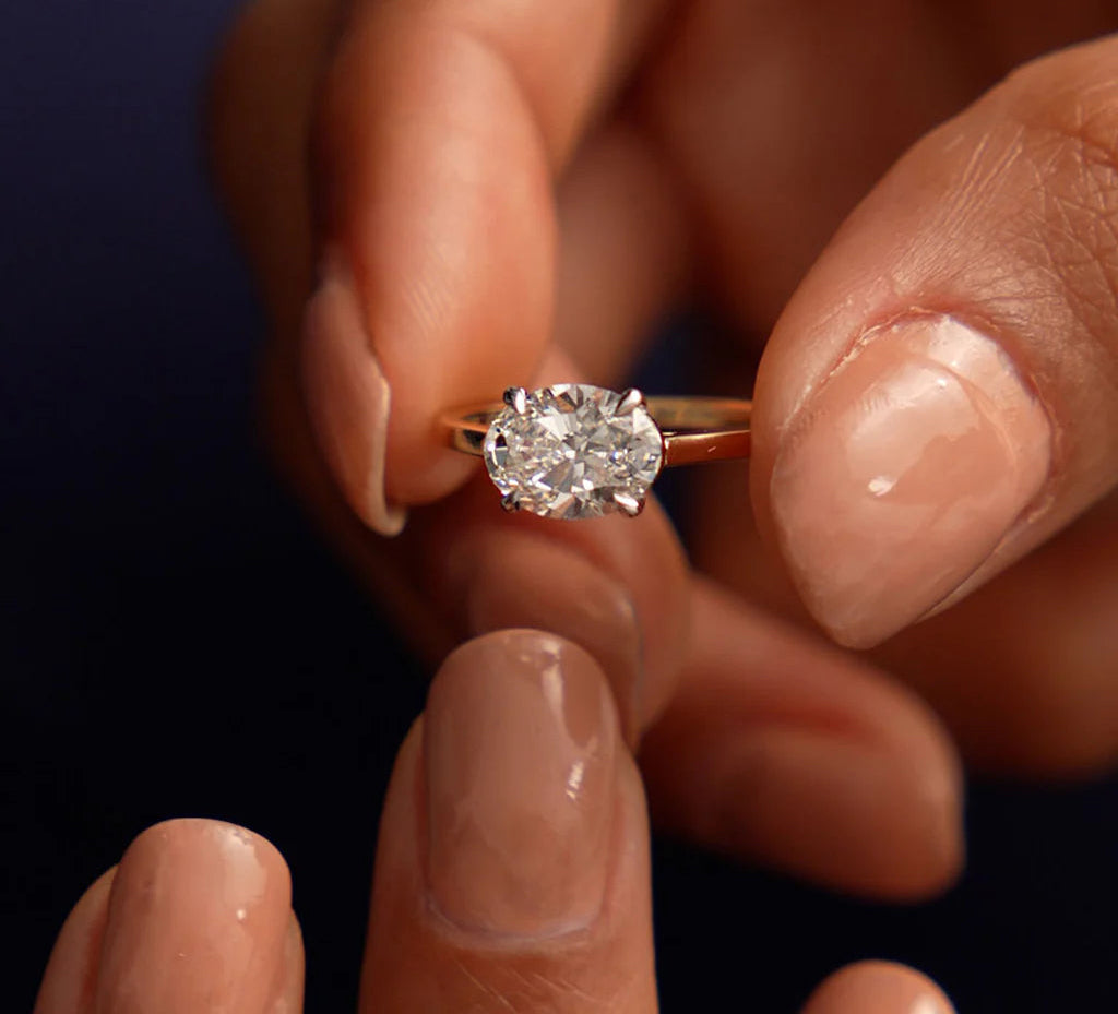 Lab Grown Oval Cut Diamond Engagement Ring | 1CT | 18k Gold Plated Ring | Modern Wedding Band for Women | Unique Rings | Dazzling Jewelry