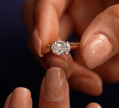 Lab Grown Oval Cut Diamond Engagement Ring | 1CT | 18k Gold Plated Ring | Modern Wedding Band for Women | Unique Rings | Dazzling Jewelry