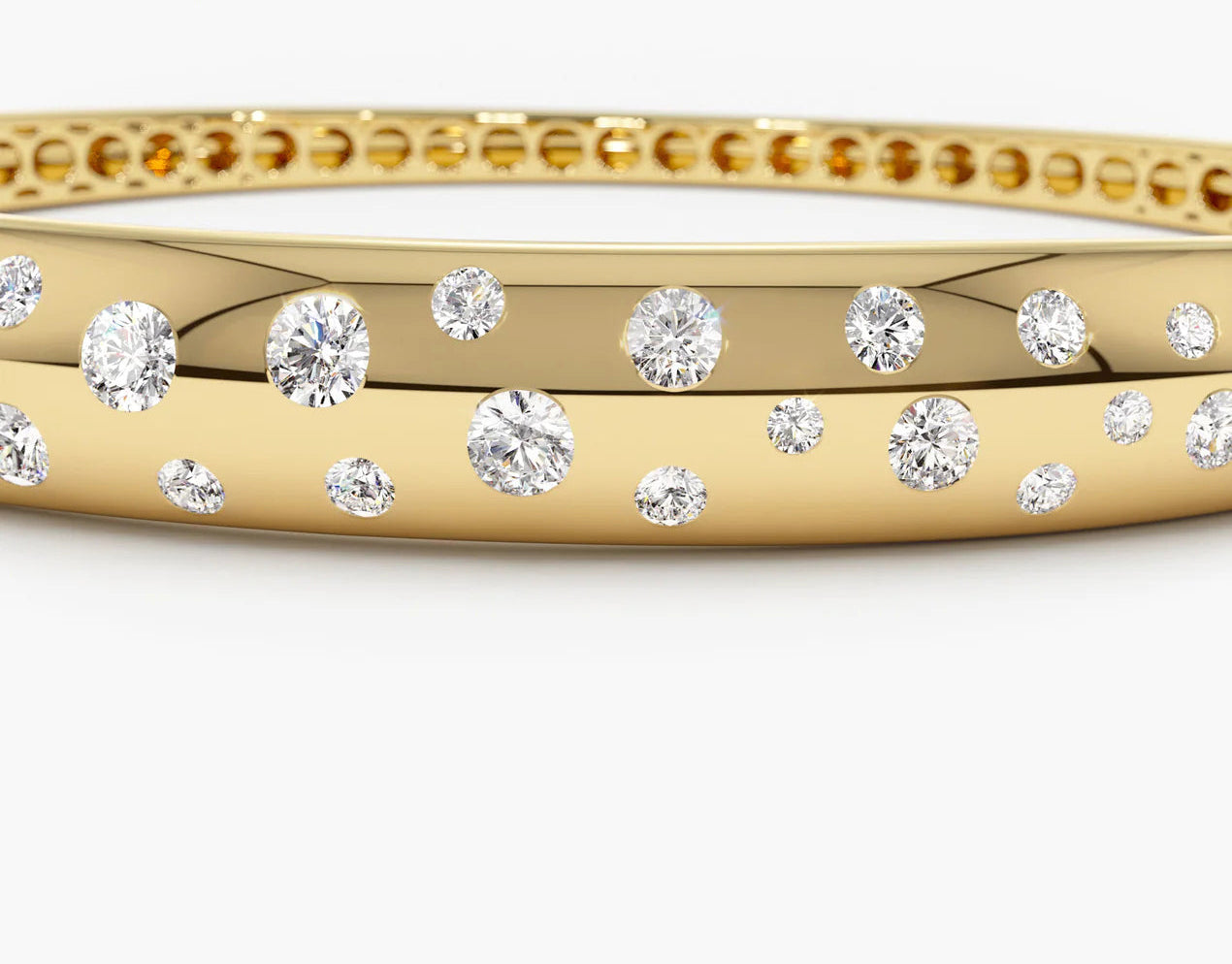 Diamond Round Brilliant Cut BANGLES | Lab Grown 1.20CTW 18k Gold Plated Bracelets | Luxury Engagement Wedding Gift