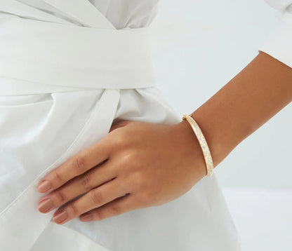 Diamond Round Brilliant Cut BANGLES | Lab Grown 1.20CTW 18k Gold Plated Bracelets | Luxury Engagement Wedding Gift