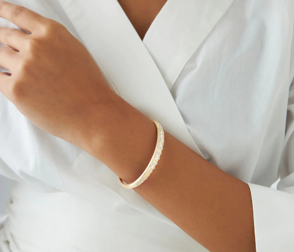 Diamond Round Brilliant Cut BANGLES | Lab Grown 1.20CTW 18k Gold Plated Bracelets | Luxury Engagement Wedding Gift