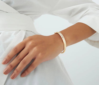 Diamond Round Brilliant Cut BANGLES | Lab Grown 1.20CTW 18k Gold Plated Bracelets | Luxury Engagement Wedding Gift