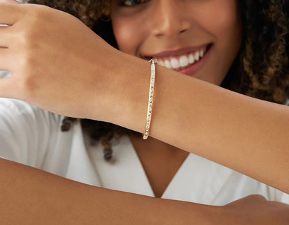 Diamond Marquise & Round Cut Bangle | Lab Grown Diamonds & 18k Gold Plated Bangle | Engagement, Wedding, Gift, Anniversary, Party
