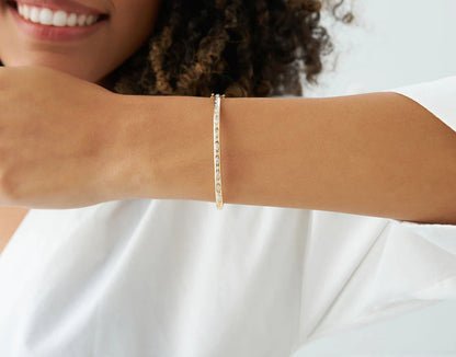 Diamond Marquise & Round Cut Bangle | Lab Grown Diamonds & 18k Gold Plated Bangle | Engagement, Wedding, Gift, Anniversary, Party