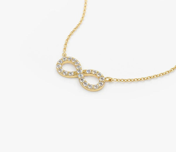 Diamond Infinity Pendant Necklace | Natural 0.5ct Round Brilliant Cut Diamond & 18k Gold Pendants | Gift, Wedding, Anniversary