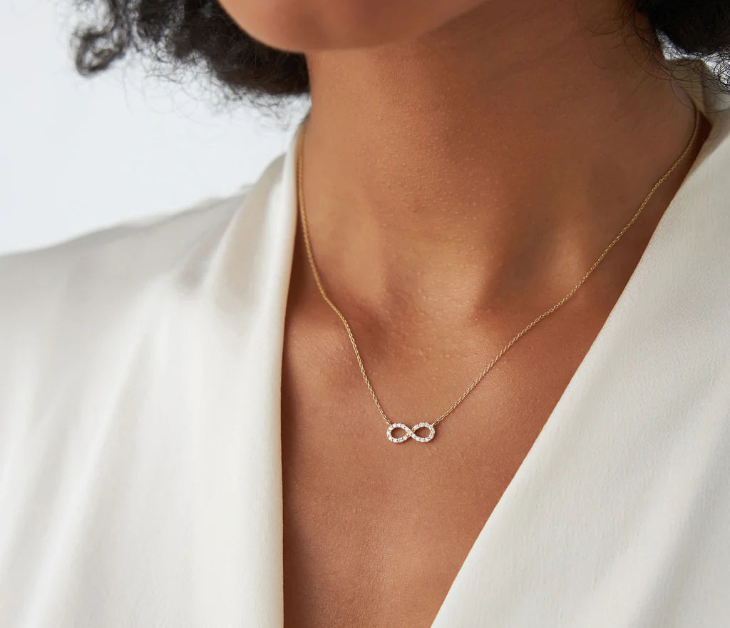 Diamond Infinity Pendant Necklace | Natural 0.5ct Round Brilliant Cut Diamond & 18k Gold Pendants | Gift, Wedding, Anniversary