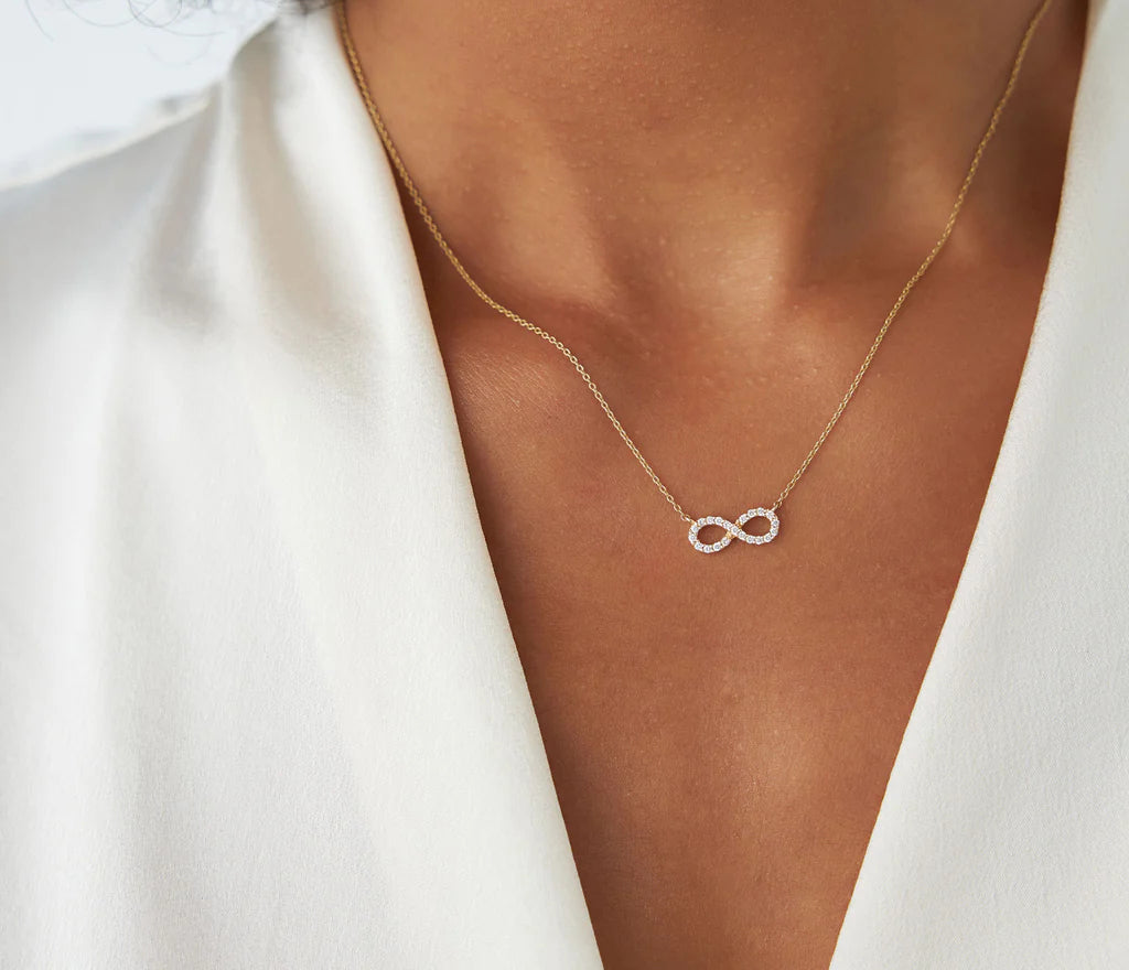 Diamond Infinity Pendant Necklace | Natural 0.5ct Round Brilliant Cut Diamond & 18k Gold Pendants | Gift, Wedding, Anniversary