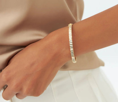 Natural Diamond Round Brilliant Cut BANGLES | Lab Grown Solid Gold 18K Women's Engagement Anniversary Bracelet