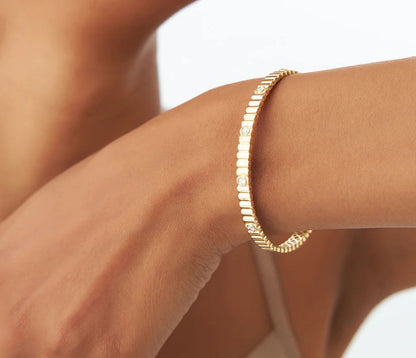 Natural Diamond Round Brilliant Cut BANGLES | Lab Grown Solid Gold 18K Women's Engagement Anniversary Bracelet