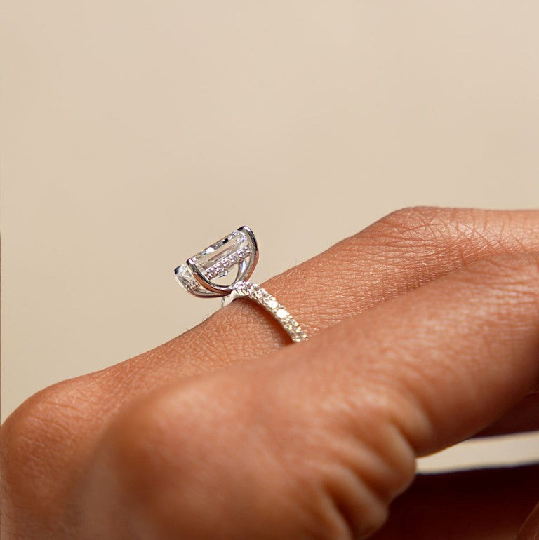 Diamond Hidden Halo Radiant Cut Ring | Lab Grown 1.00-2.00 Ctw Diamond & 18K Solid Gold Ring | Luxury Engagement Ring for Women | VS Clarity | IGI Certificate